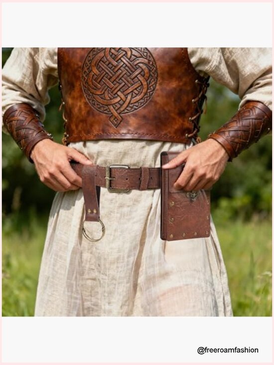 Medieval Renaissance Corset Belt Pouch Waist Bag Leather Belt Costume Accessory main image 7